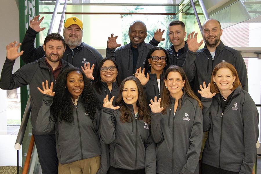 Incoming class of K-12 EdD students pictured posed on stairs